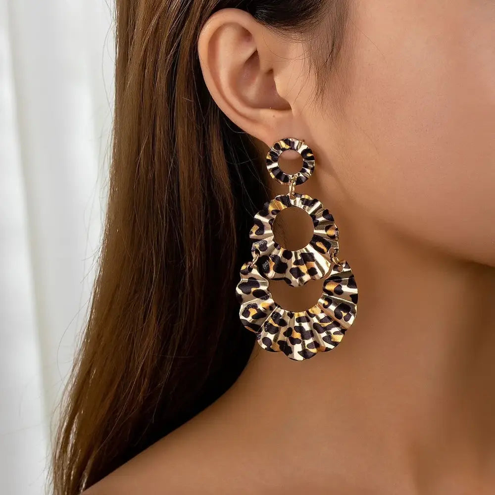 Pleated Leopard Earrings
