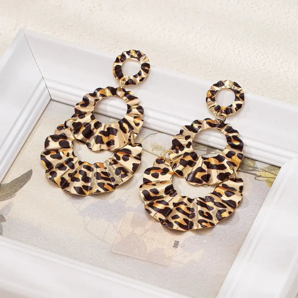 Pleated Leopard Earrings