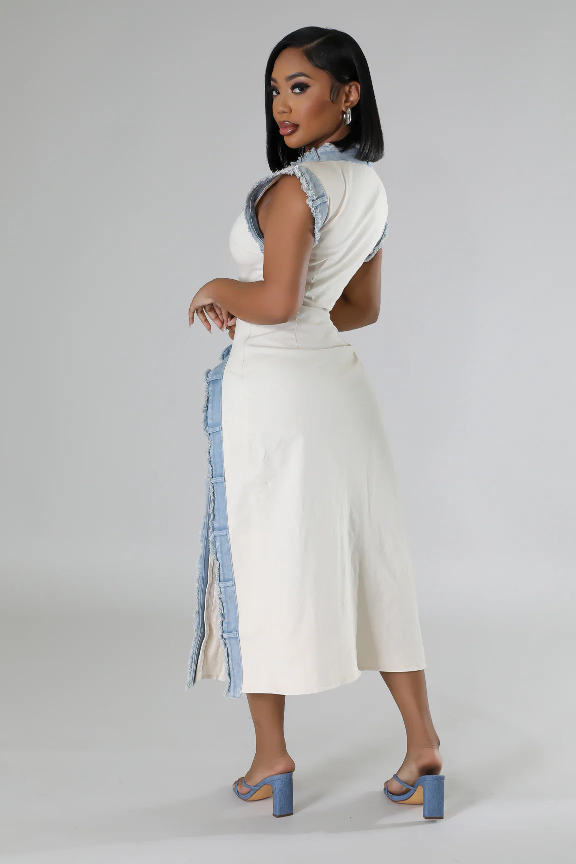 
  
  Denim Frayed Shirt/Dress
  
