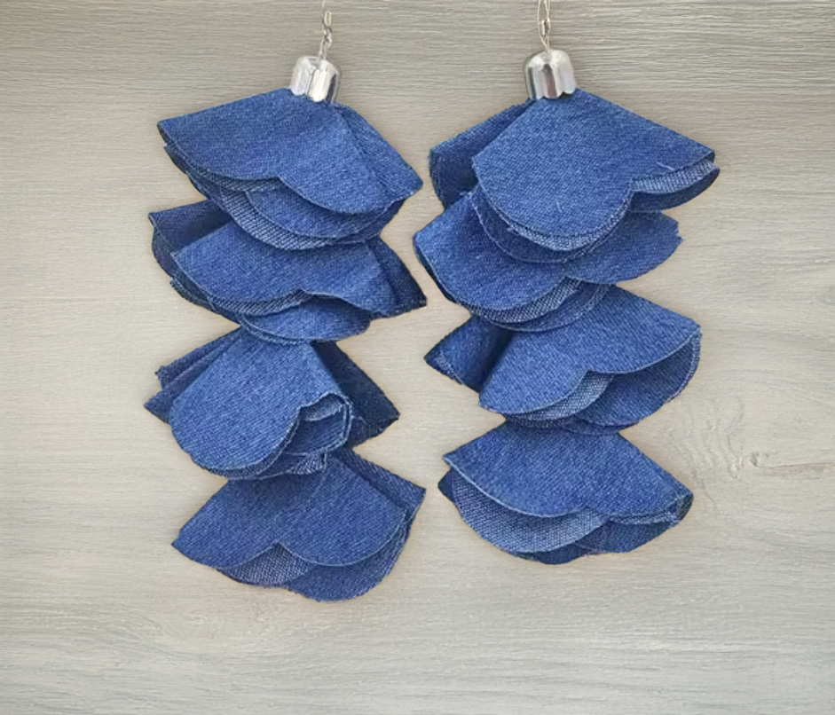 
  
  Denim Tassle Earrings
  
