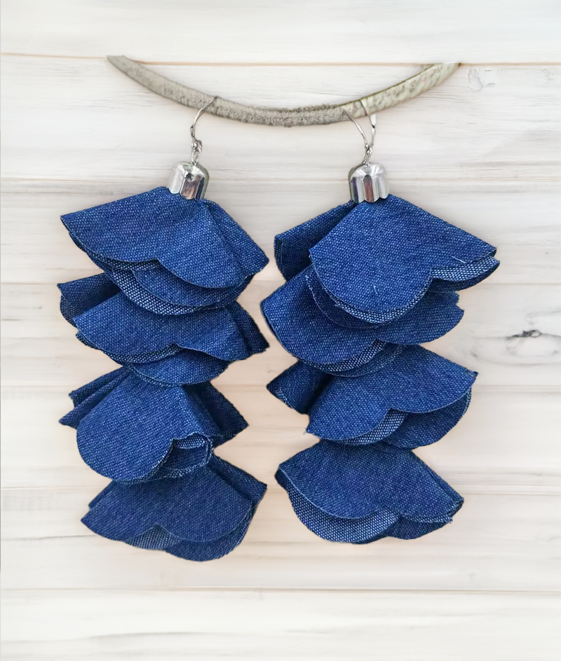 
  
  Denim Tassle Earrings
  
