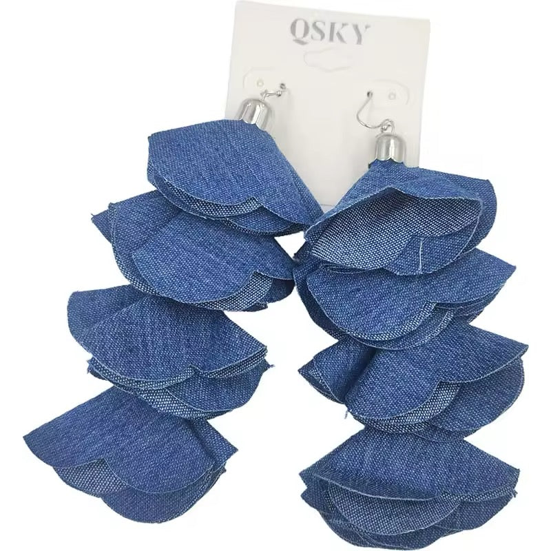 
  
  Denim Tassle Earrings
  
