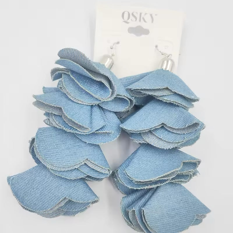 
  
  Denim Tassle Earrings
  
