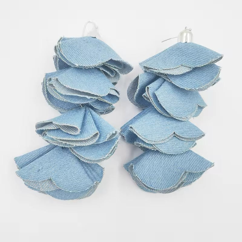 
  
  Denim Tassle Earrings
  
