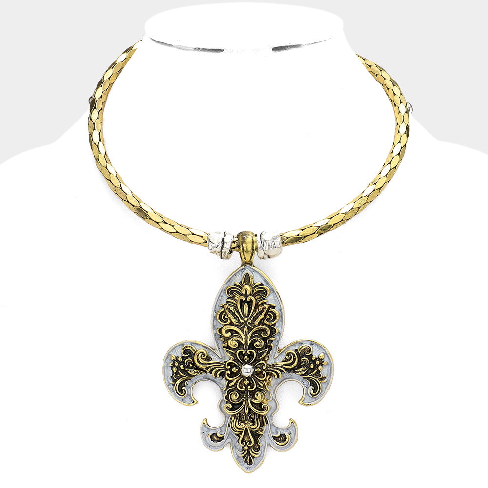 
  
  Fleur de Lis Pendant Necklace
  
