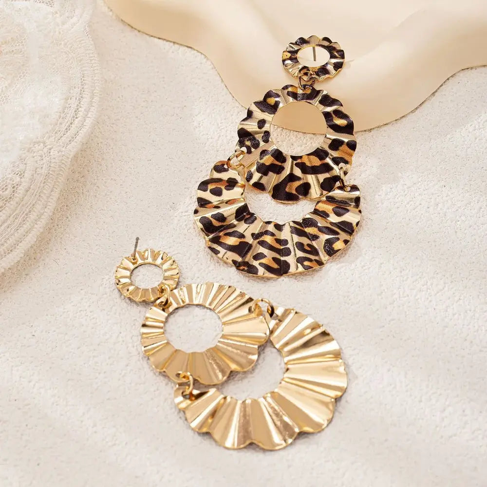 
  
  Pleated Leopard Earrings
  
