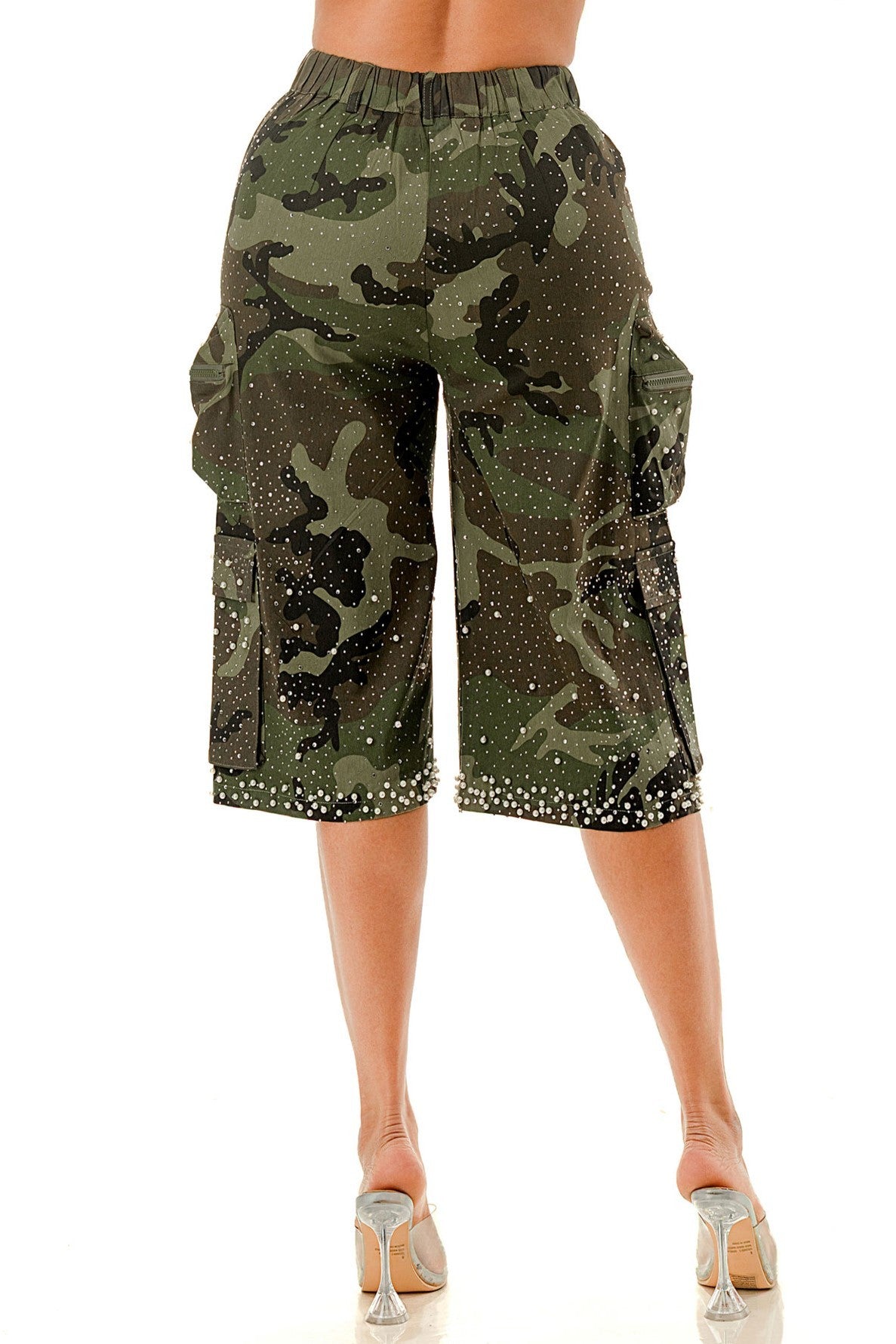 
  
  Rhinestone Meets Camo Shorts
  
