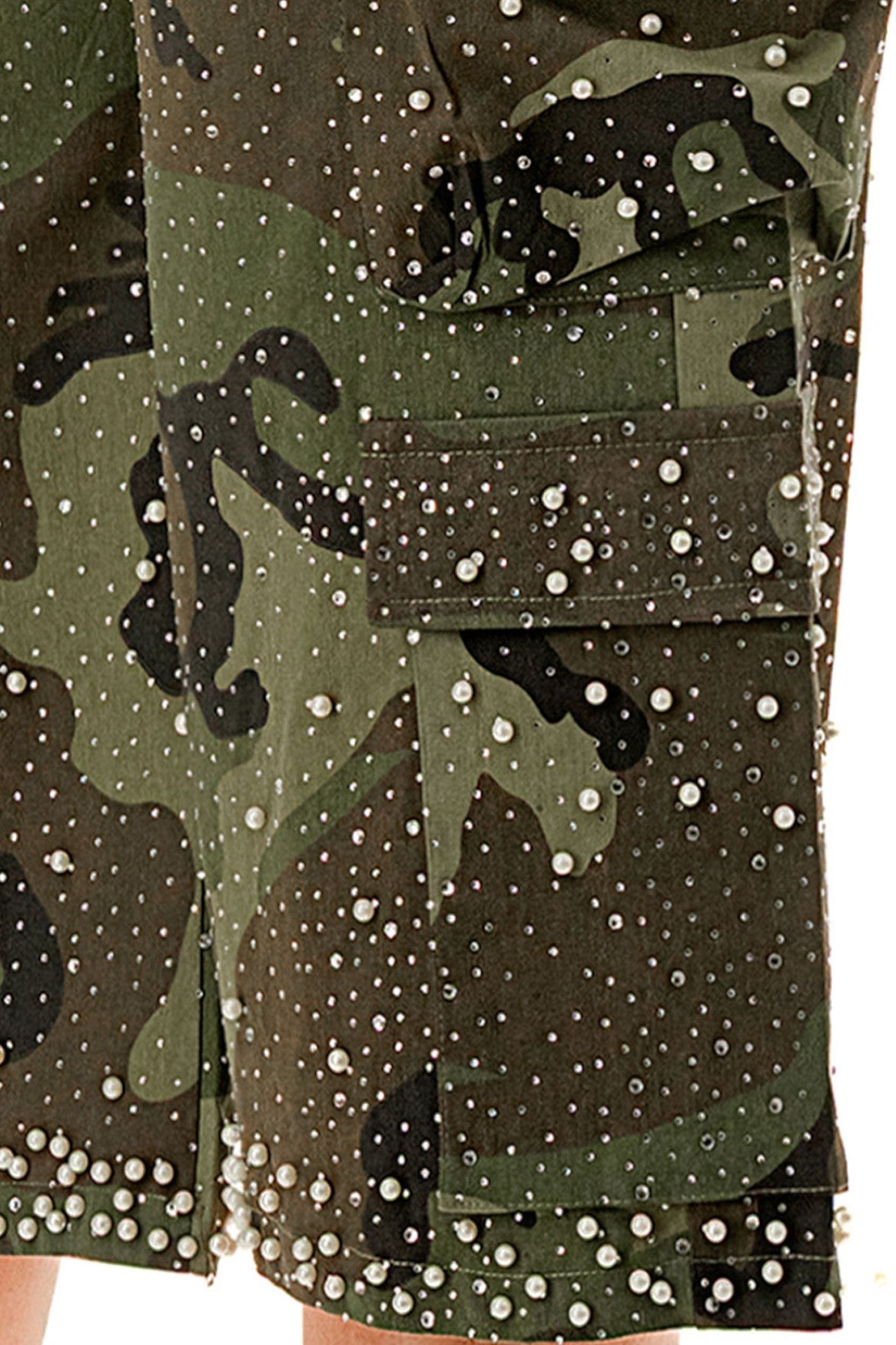 
  
  Rhinestone Meets Camo Shorts
  
