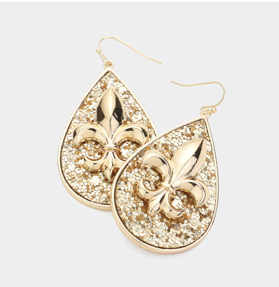 
  
  Sparkled Fleur de Lis Earrings
  
