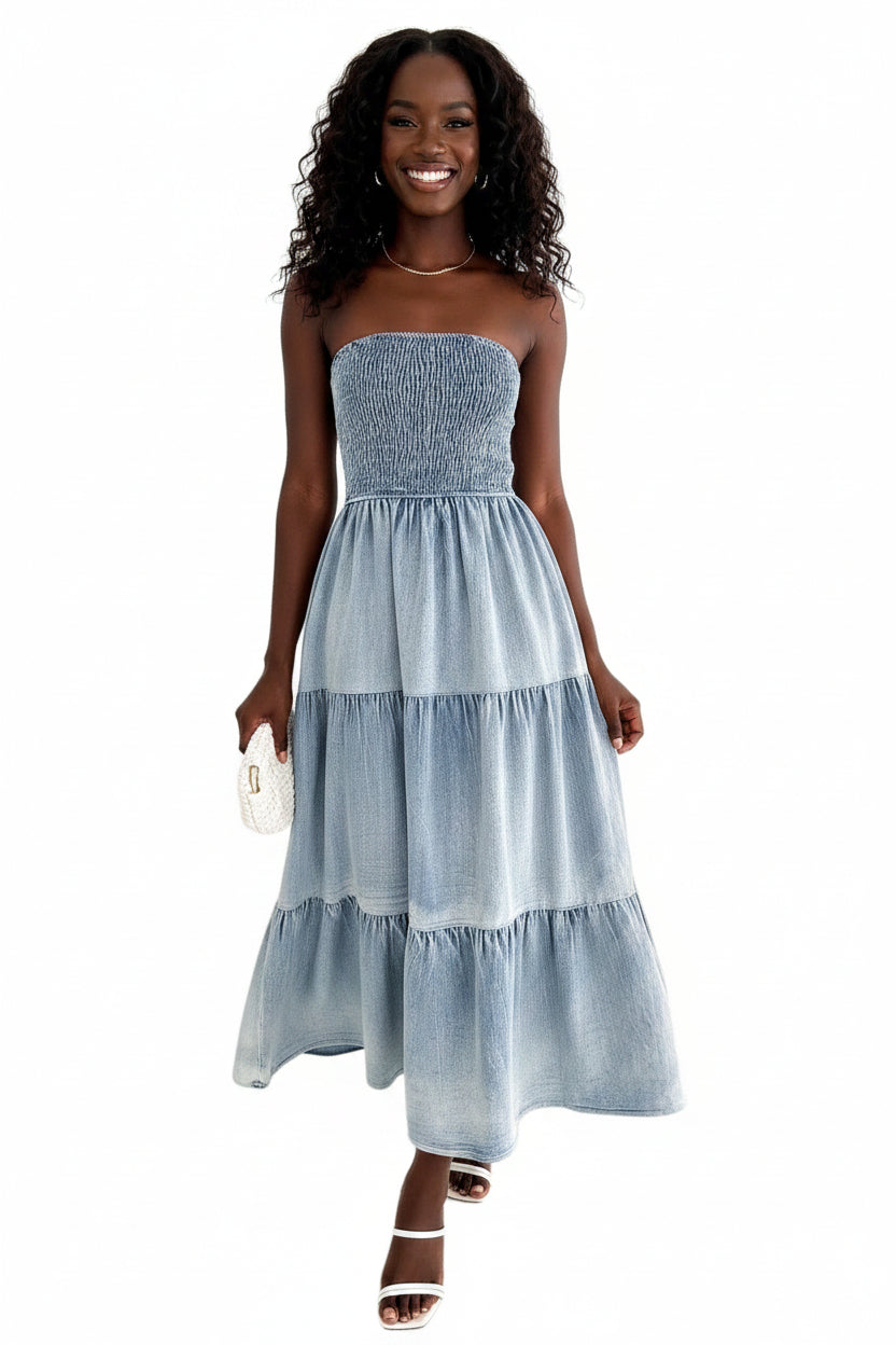 
  
  Denim Tiered Maxi
  
