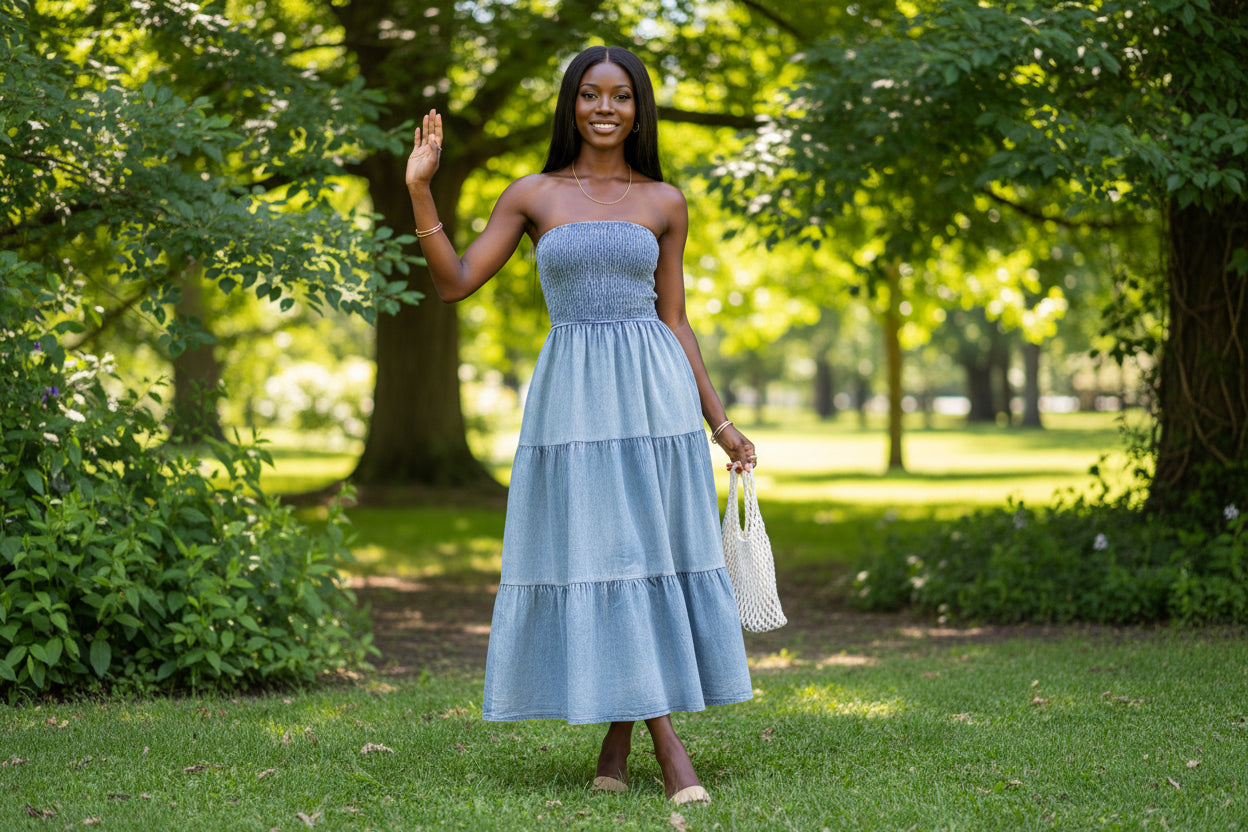 
  
  Denim Tiered Maxi
  

