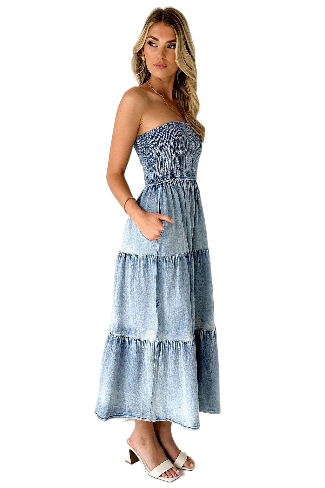
  
  Denim Tiered Maxi
  
