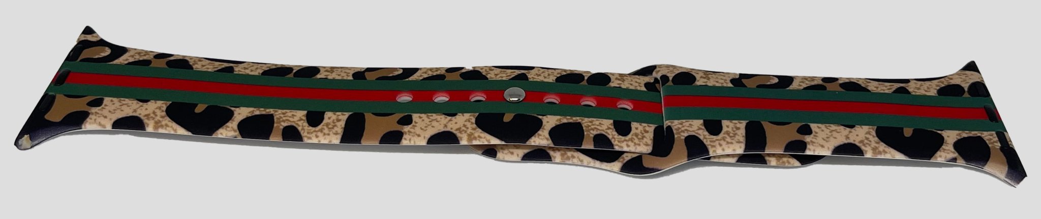 
  
  Leopard with Green and Red Stripe Watch Band
  
