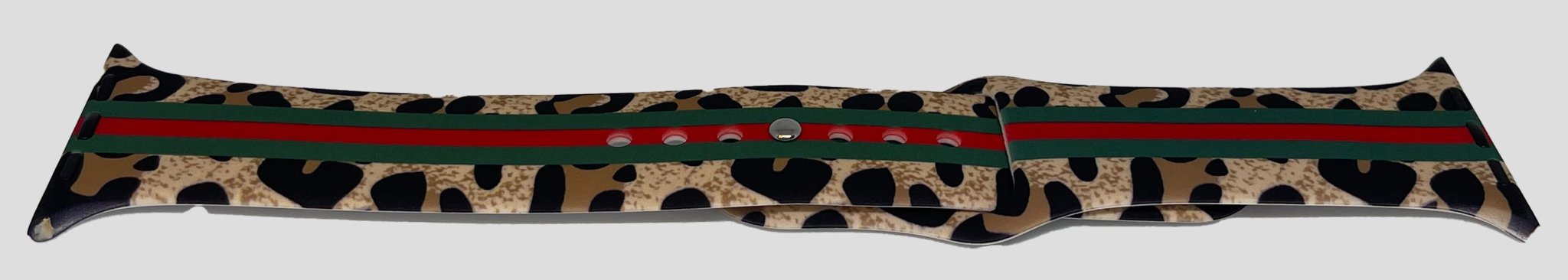 
  
  Leopard with Green and Red Stripe Watch Band
  
