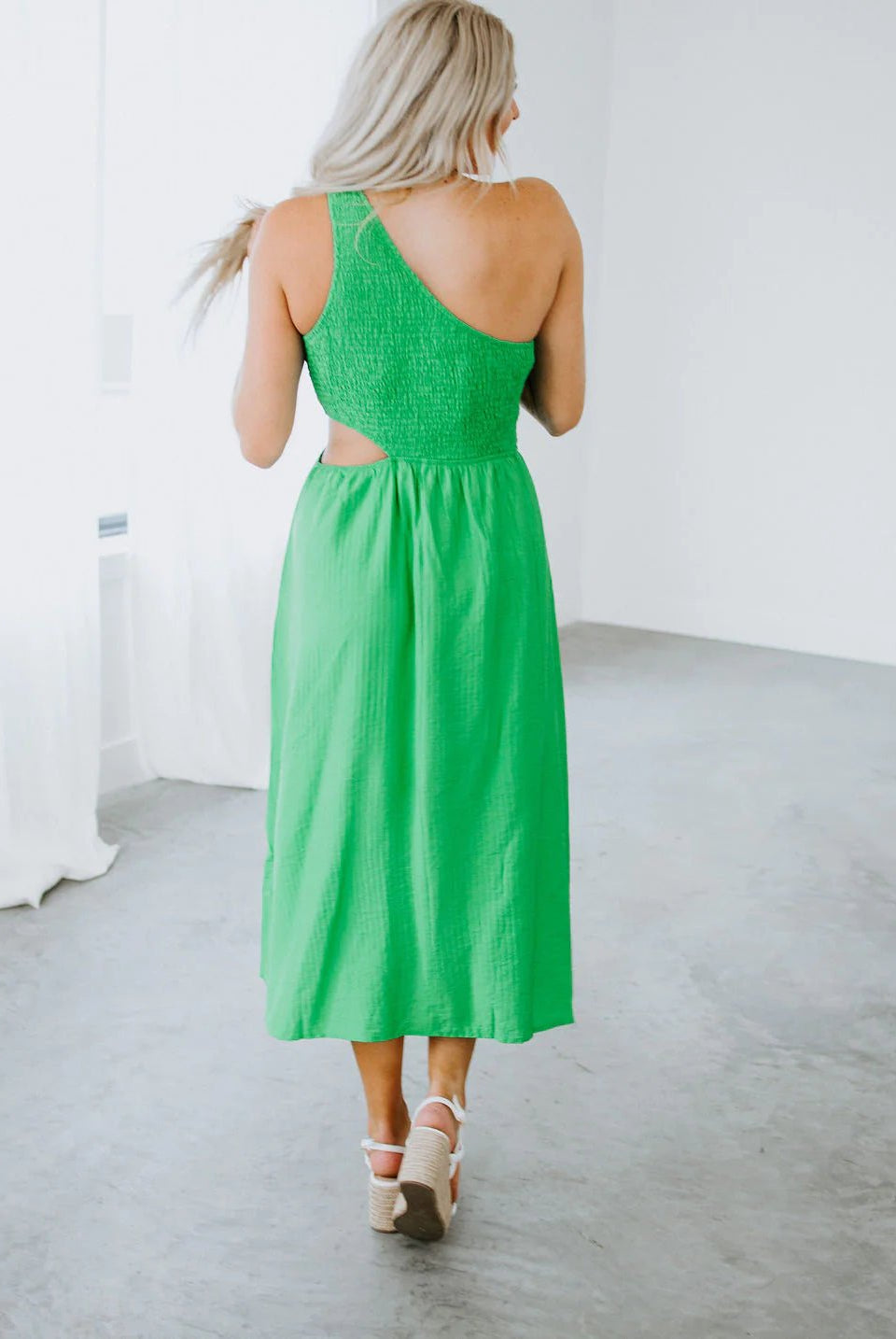 
  
  Smocked Maxi Dress with Cut Out | One Shoulder
  

