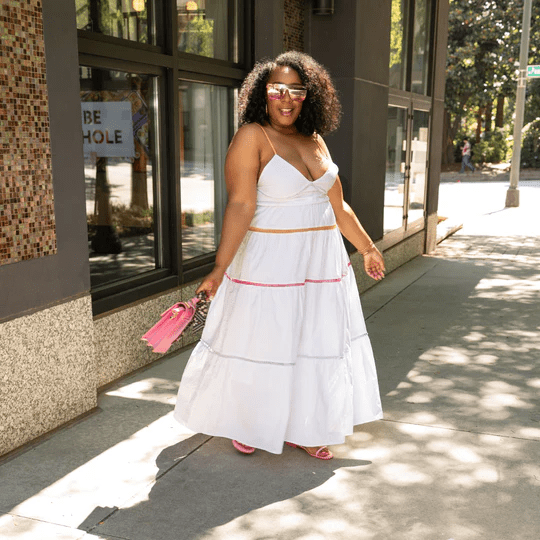 
  
  Sleeveless Multi Color Crochet Detail Ruffle Maxi Dress
  
