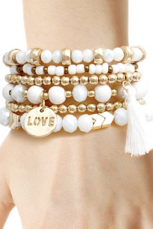 
  
  White Glass Love Bracelet
  
